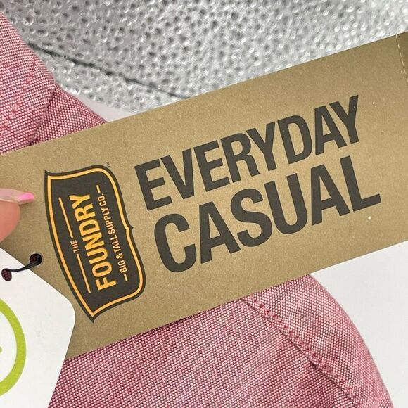 The Foundry Men’s 3XLT Garnet Rose Stretch Cotton Button Shirt Short Sleeve NWT - Picture 8 of 11